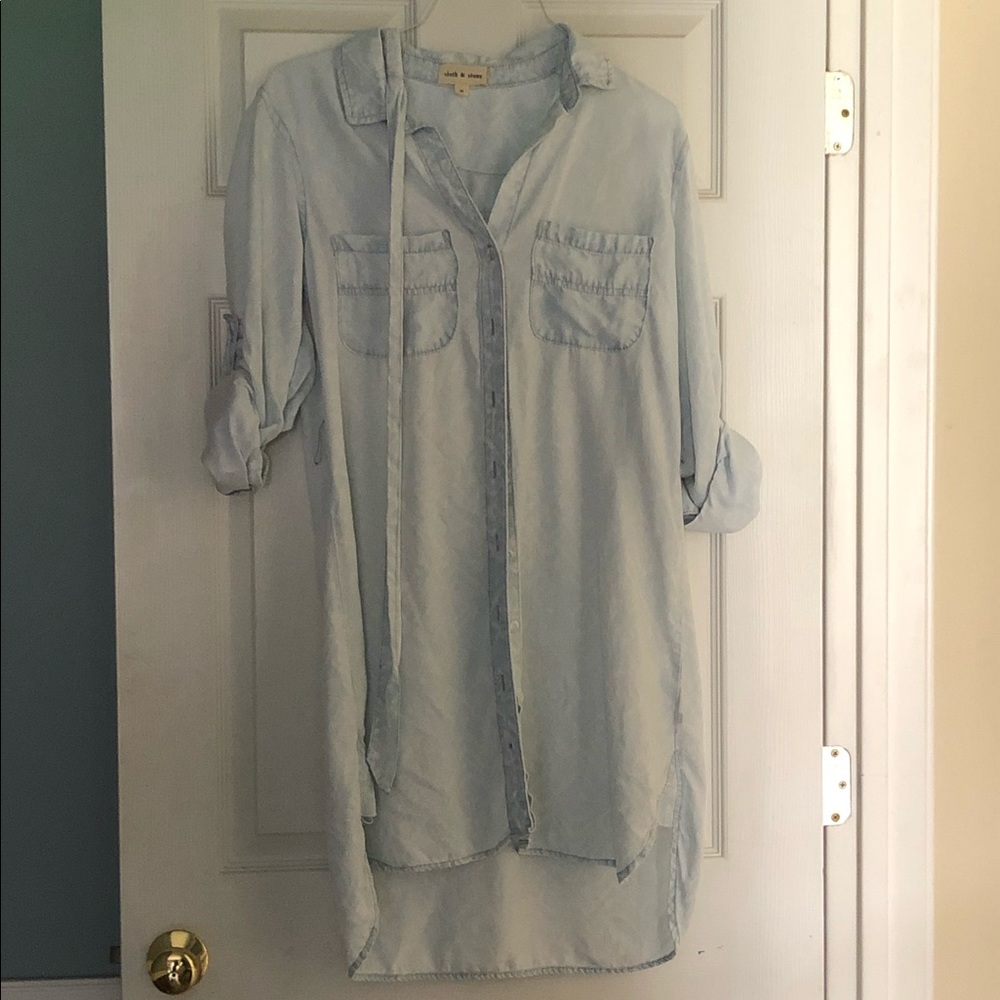 Anthropologie light blue dress with tie size MED